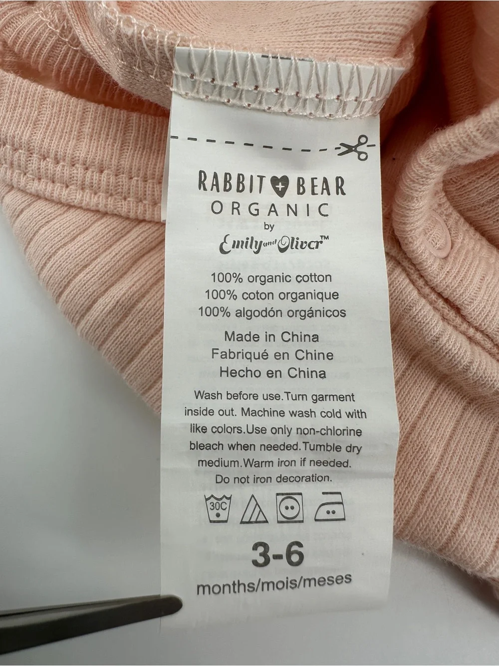 Rabbit+Bear Organic Cotton Bodysuit Neutral 0 3-6 Months Under Garment 1 pc